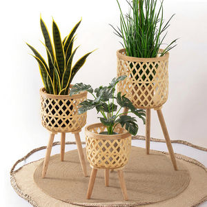 Pot de plantes maison pas cher <span class=keywords><strong>rotin</strong></span> d'intérieur jardin en bois vente en gros métal support réglable jardinières en céramique et Pot de fleurs - Product Image 1