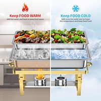 Plat de service moderne en acier inoxydable doré de 8 litres, chauffe-plats pour traiteur, idéal pour hôtels, fêtes, banquets, mariages, dîners