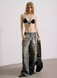 กางเกงยีนส์ทรงหลวมเอวสูงสำหรับผู้หญิง ระบายอากาศได้ดี สไตล์วินเทจอเมริกันเรโทร ลุคย้อนยุค ขาดๆ แบบหลวมๆ ขากว้าง ทรงตรง สไตล์ Y2K - Product Image 6