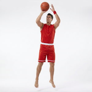 Conjunto de Camiseta y Pantalones Cortos de Baloncesto Rojos Unisex, Sin Mangas, Transpirables, de Poliéster, para Todas las Temporadas, Corte Regular, STORM FIT - Product Image 1