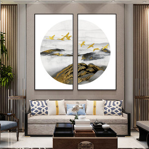 Nouveau Style chinois fond <span class=keywords><strong>de</strong></span> salon Restaurant murale moderne minimaliste <span class=keywords><strong>paysage</strong></span> <span class=keywords><strong>peinture</strong></span> d'oiseau artistique - Product Image 3