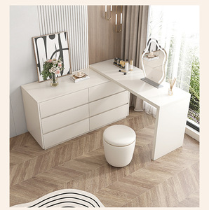Meja rias kamar tidur Modern, meja rias Panel kayu tahan lama dan Laci penyimpanan untuk aplikasi nyaman - Product Image 5