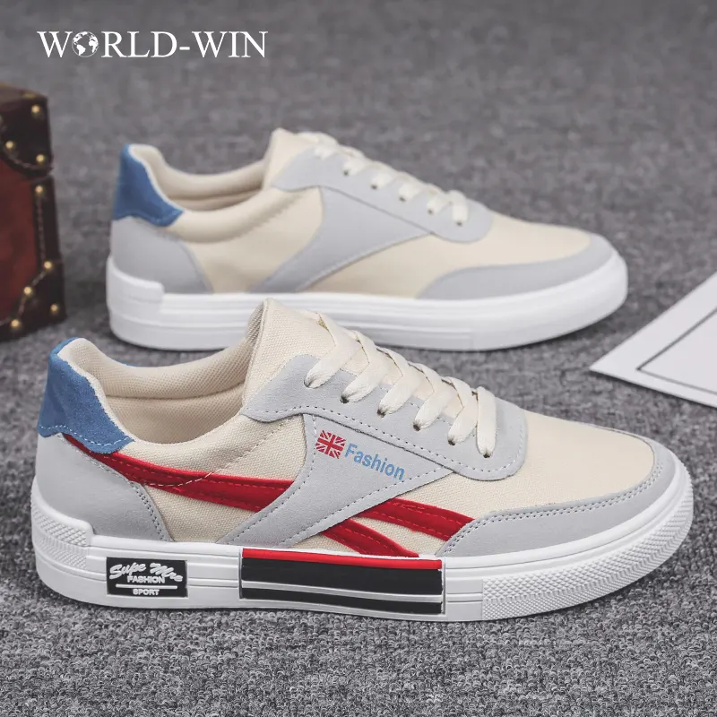 World-Win 2022 New Fashion Canvas Shoes Hard-Wearing Lace-up Trendy Canvas Shoes Sneakers Casual Shoes For Men