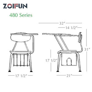 Silla de estudiante de aula universitaria con tableta, sillones escolares con silla de tableta - Product Image 2