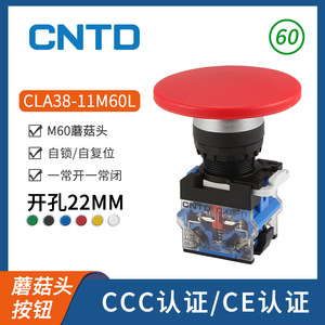 Interrupteur à bouton-poussoir autobloquant électrique CNTD Changde CLA38-11M60L-R en plastique avec trou de montage de 22 mm - Product Image 3