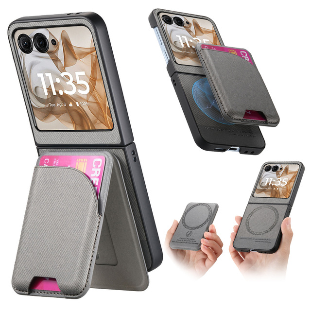 For MOTO Razr 60 Case Matte PU Leather Cover Magnet Wallet Function Mobile Accessories Cases for MOTO Razr 60 Ultra