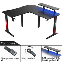 Foshan Grande table de jeu de bureau moderne en forme de L avec support de moniteur de chaise extensible Meubles multifonctionnels