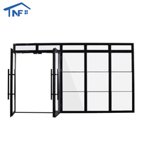 Puertas Francesas de Entrada de Aleación de Aluminio con Revestimiento de Madera, Estilo Abatible, con Malla de Fibra de Vidrio para Villas