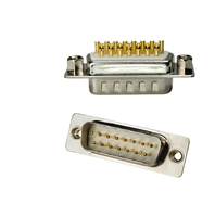 DB15P-J Konektor Kabel Solder 15 Pin Kepala Pin Putar Tembaga Padat Berlapis Emas Industri