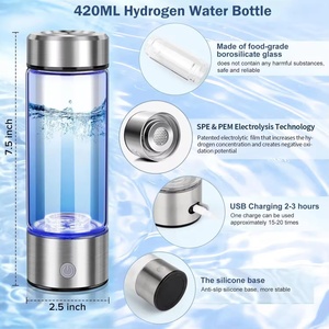 Générateur d'eau hydrogénée portable haut de gamme, rechargeable par USB, arrêt automatique, UV bleu, acier inoxydable, pour camping-car et usage domestique - Product Image 5