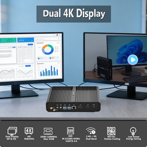 KINGDELファンレスミニPC Core i7-8550Uクアッドコア DDR4 RAM NVMe SSDデスクトップコンピューター 4K HD DP ギガビットLAN USB 米国倉庫 - Product Image 2