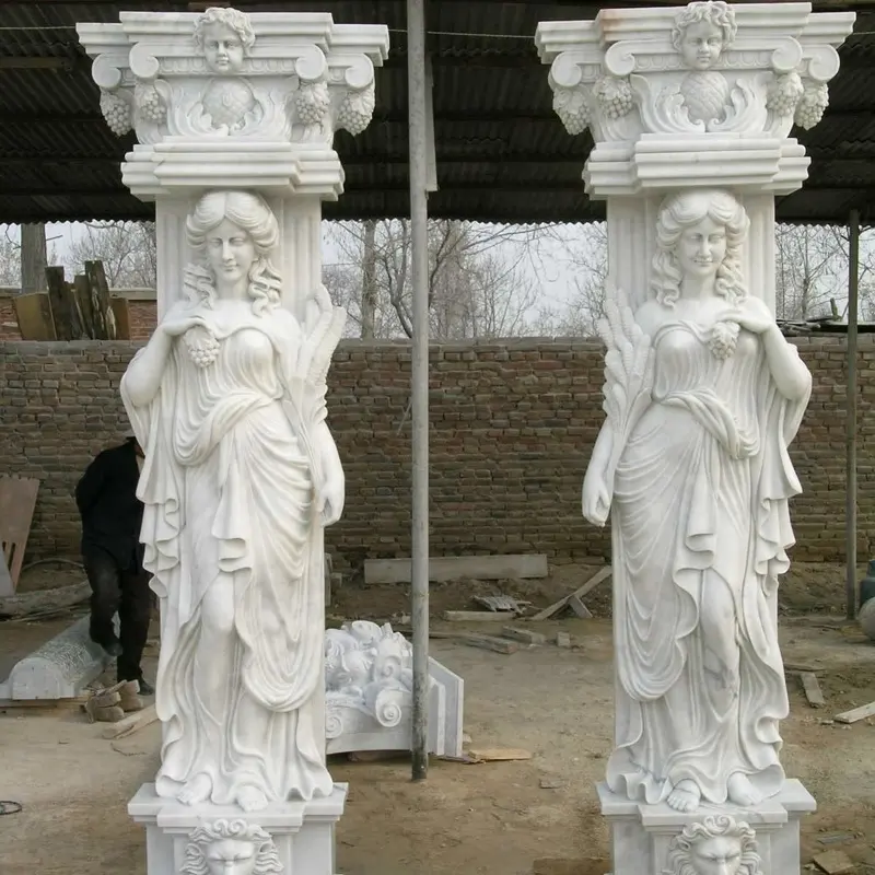 Pilar de mármore decorativo estilo europeu, preço de fábrica, coluna de mármore