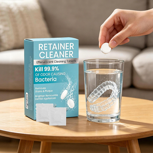 Comprimés nettoyants pour orthodontie, nettoyant pour appareils dentaires, prothèses et protège-dents, restaure la clarté et la brillance - Product Image 1