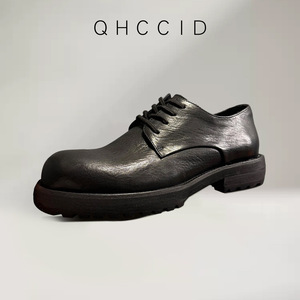 Zapatillas de Cuero para Hombre, Negras, Tacón Medio, Cordones Delanteros, Color Sólido, Casuales, Primavera Verano 2025, Modernas, Transpirables y Ligeras - Product Image 2
