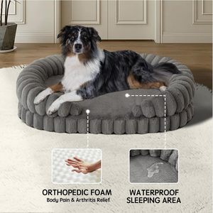 Orthopädisches Hundebett für Große Hunde Waschbar <span class=keywords><strong>36</strong></span> Zoll Oval Haustierbett mit Erhöhten Seitenwänden Wasserdicht Rutschfeste Basis Gelenkentlastung für Haustiere - Product Image 2