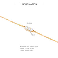 Bracelet en argent 925 avec zircon cubique taille poire pour femme - Bijou tendance au design minimaliste, idéal pour les cadeaux et les occasions festives