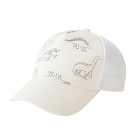 Gorra de béisbol de malla de 5 paneles personalizada con diseño de dibujos animados para niños, estampado por sublimación, OEM, venta al por mayor, mercancía para campamentos de verano