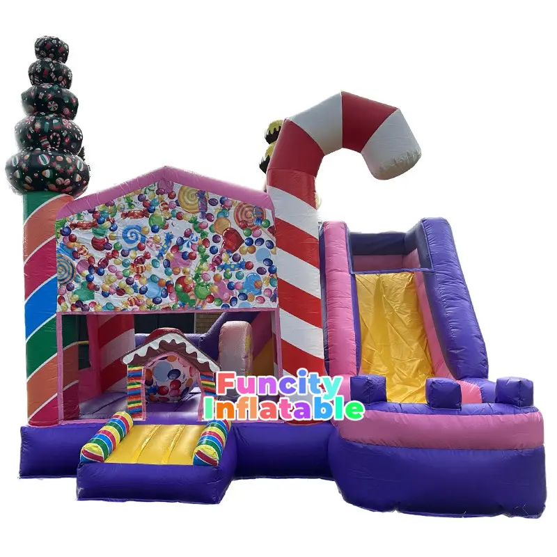 Castillo hinchable de unicornio para saltar, castillo hinchable de uso comercial con temática Candy