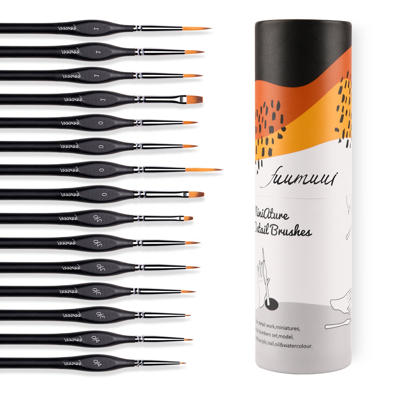 Изготовленный На Заказ 15 шт. нейлоновые волосы с деревянной ручкой с мелкими деталями акрил акварель кисти профессиональный миниатюрный художник набор кистей для рисования