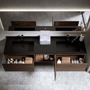 Muebles de Baño de Fábrica China al por Mayor, Mueble de Baño Personalizado con Doble Lavabo Montado en la Pared - Product Image 2