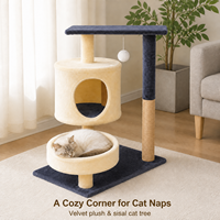 Arbre à chat multi-niveaux tout-en-un avec condo pour chat, recouvert de cordes