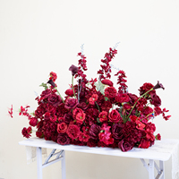 Arrangement de fleurs artificielles, centre de table floral artificiel rouge bordeaux, décoration de table de mariage, décoration d'événements pour banquet, fête, maison