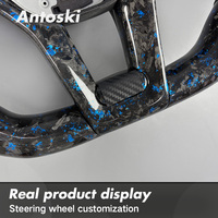 Volant de voiture en fibre de carbone bleu personnalisé avec LED intelligentes, style sport pour Mercedes-Benz AMG C63 Coupé W204 W205 2012-2019