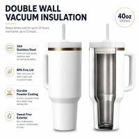 Gobelet isotherme portable en acier inoxydable de 40 oz, sans BPA, avec logo personnalisé de luxe, motif ours mignon et poignée