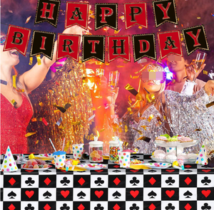 Artículos para Fiesta de Cumpleaños con Temática de Casino: Platos, Vasos, Servilletas, Mantel, Decoración para Mesa, Pancarta, Guirnalda, Globos, Adornos para Cupcakes - Product Image 6