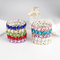 Nouveauté Bracelet en alliage élastique avec boule de cristal colorée, accessoire tendance unisexe, bracelet à breloques en verre DIY