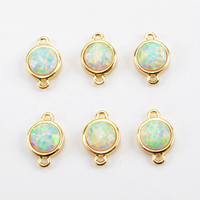 Pendentif en laiton plaqué or 18 carats avec opale synthétique ovale, connecteurs en opale de feu blanche pour collier, bracelet, bricolage (vente en gros)