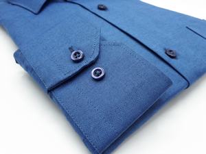 Vente en gros Chemise habillée en chambray pour homme avec col classique Tissu sergé teint en fil respirant Slim Fit pour le printemps - Product Image 3