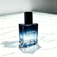 Flacon de parfum pour homme de haute qualité, 30 ml, carré, rectangulaire, en verre bleu dégradé, avec bouchon en bois noir mat