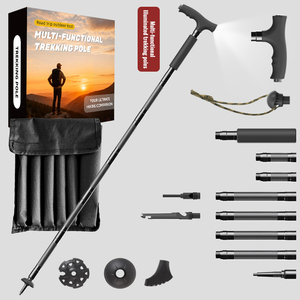 Cane Folding Survival Gear Aluminum Tactical Hiking <strong>Walking</strong> <strong>Sticks</strong> for Hiking Multi-functional Illuminated Trekking Poles - Product Image 3
