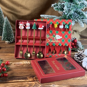 Fangyuan Phổ Biến Giáng Sinh Hộp Quà Tặng Thép Không Gỉ 4/6Pcs Vàng Bạc Vàng Trà Muỗng Nĩa Bộ Dao Kéo - Product Image 5