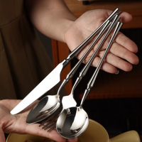 Ensemble de couverts de table en acier inoxydable pour cuisine occidentale, design taille fine, couteau à steak, cuillère à café, couverts de table pour hôtel