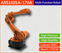 ARS1060B-210 Brazo Robótico Industrial de Cuatro Ejes, Carga Útil de 60 kg, Alcance de 2100 mm, Paletización, Carga, Descarga, Despaletización, 15-20, 220 V, 1