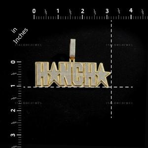 จี้ตัวอักษร HANCHA สุดหรู ผลิตจากเงินแท้ 925 ประดับด้วยโมอิสซาไนต์คุณภาพพรีเมียม ชุบทอง ดีไซน์แบบ Iced Finish ประดับดาว เหมาะสำหรับงานปาร์ตี้ สไตล์ฮิปฮอป - Product Image 4
