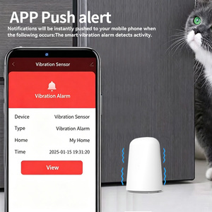 Détecteur de vibrations WiFi intelligent, étanche IP4, capteur de bris de vitre, compatible avec l'application Tuya, déclenche automatiquement les alarmes lumineuses avec service Cloud - Product Image 5