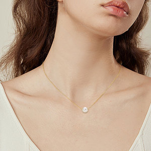 Collar con colgante de Zirconia Saturno de perlas naturales de agua dulce de <span class=keywords><strong>8mm</strong></span> de Plata de Ley 925 para mujer, collar de joyería de moda - Product Image 4