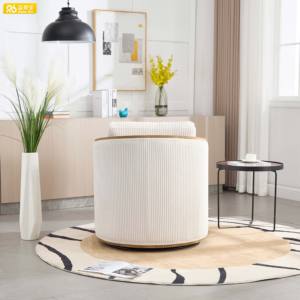Sofá individual de terciopelo a rayas giratorio de 360 °, silla de espuma de alta densidad para sala de estar, apartamento escolar - Product Image 6