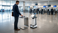 Chariot à bagages autonome Ruike AFAILC AI avec écran tactile LCD, affichage multimédia, indice de protection IP54, construction métallique pour utilisation à l'aéroport