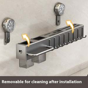 Organizador de Cocina Multifuncional de Pared con Ventosa Metálica, Sin Perforaciones, para Palillos, Cuchillos y Toallas - Product Image 4