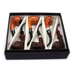 Coffret Cadeau Premium 6-en-1 de Pipes à Tabac en Résine avec Texture Bois Peinte, Étui de Luxe, Collection de Pipes Filtrées pour Hommes - Product Image 1