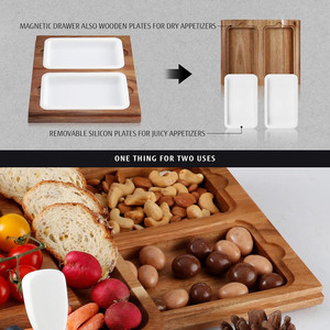 Kits de plateaux de service à fromage personnalisés, grand plateau à charcuterie en bois <span class=keywords><strong>d</strong></span>'acacia, ensemble de couteaux avec tiroir pour la cuisine et les fêtes - Product Image 2