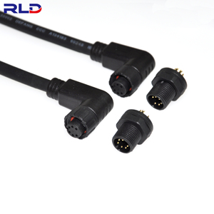 M12母或公4 6Pin线印刷电路板面板IP67防水面板安装90直角圆形灯连接器 - Product Image 4