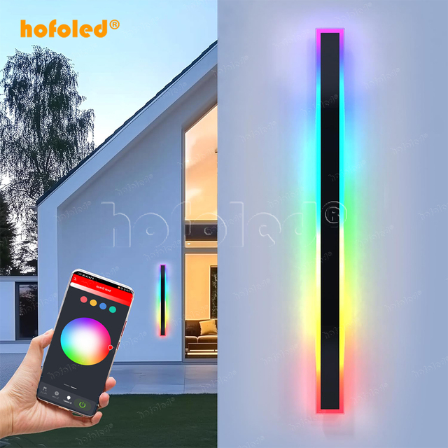 RGBWW LED Wall Lights with APP Control Smart RGB Wall Mount Lighting Fixture Exterior Wall Sconce for Outdoor Indoor Home Decor