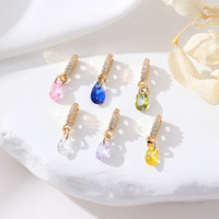 Pendentif en laiton plaqué or 14 carats en forme de larme de sirène avec zircon coloré, pour bracelet et collier DIY avec double rangée de perles intercalaires