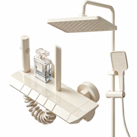 Système de douche mural moderne avec robinetterie, jet de pluie et jet direct pour salle de bain