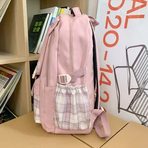 Tas punggung sekolah anak laki-laki perempuan hadiah perjalanan tahan air tas buku tas punggung sekolah ransel sekolah kustom OEM warna-warni merah muda